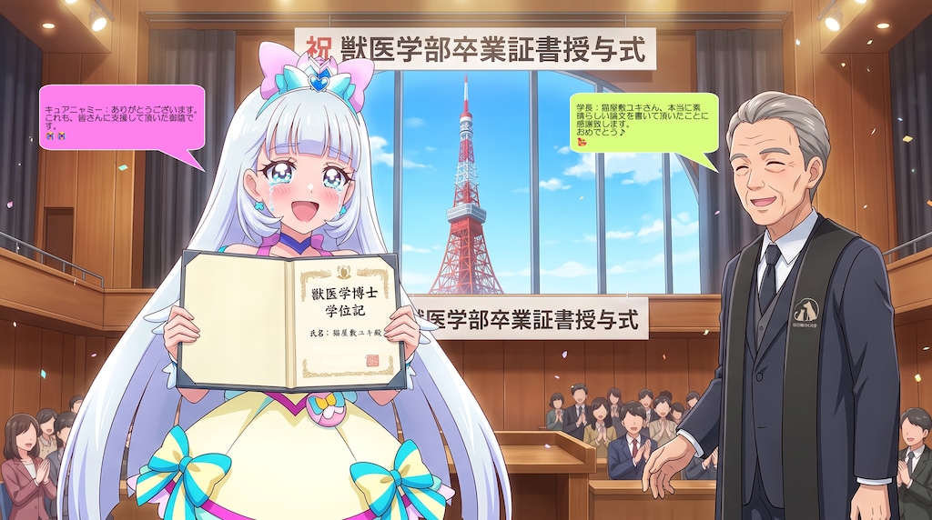 キュアニャミー、獣医学博士に合格した