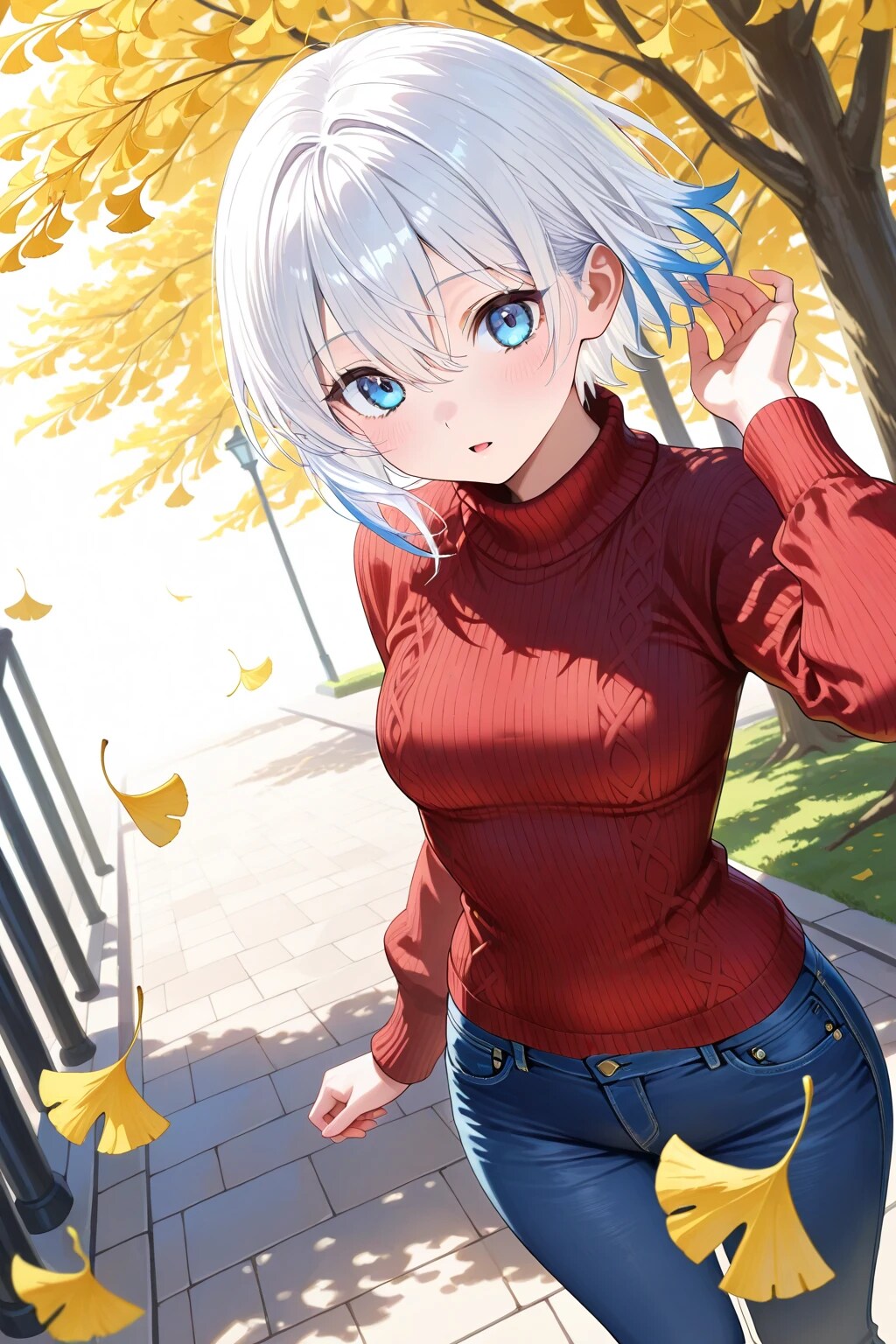 イチョウ並木を散歩するうちの子！