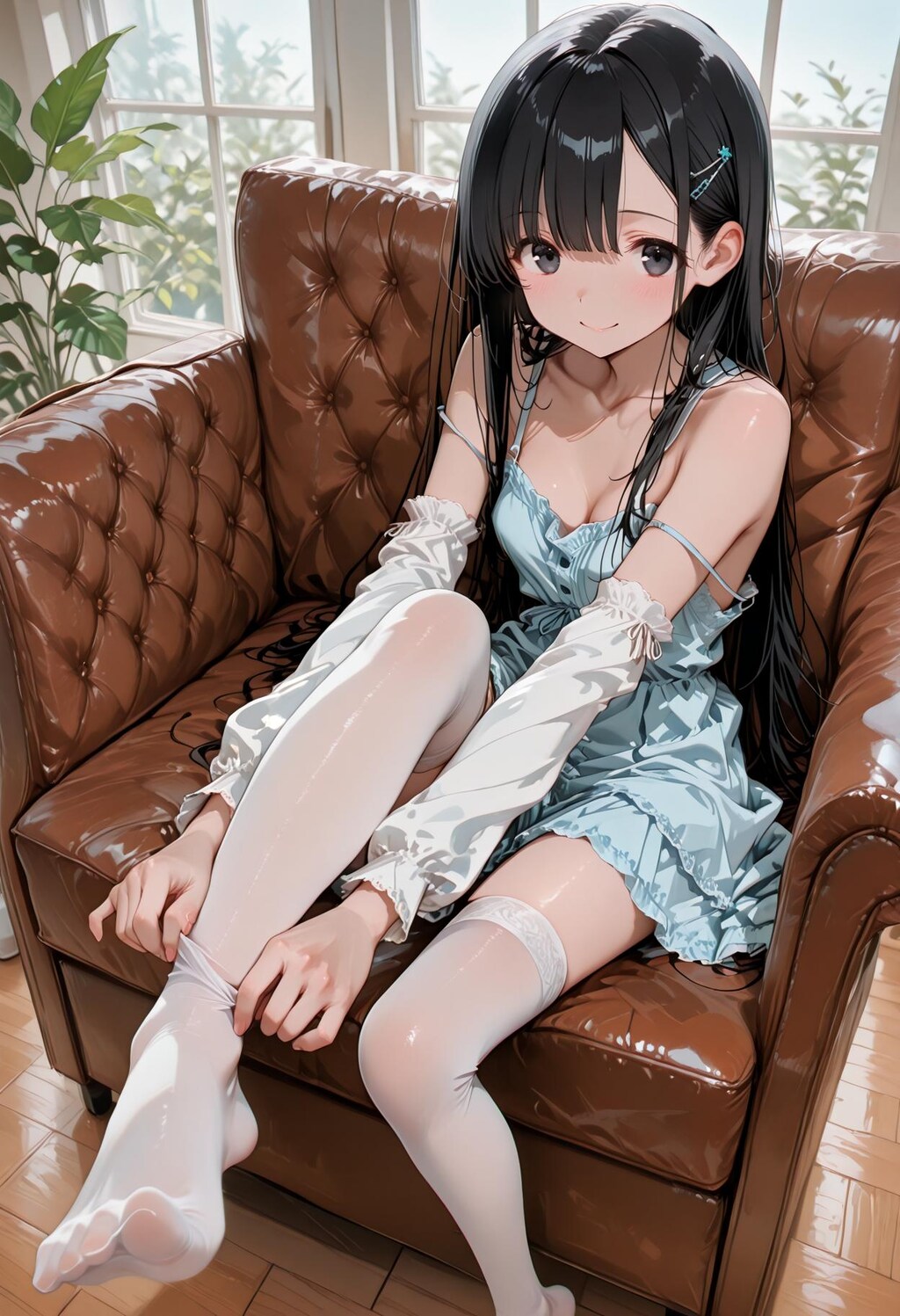 Adjusting thighhighs