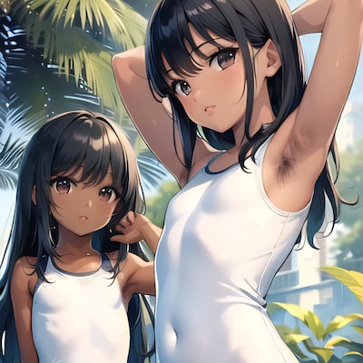 腋毛の子@白スク水