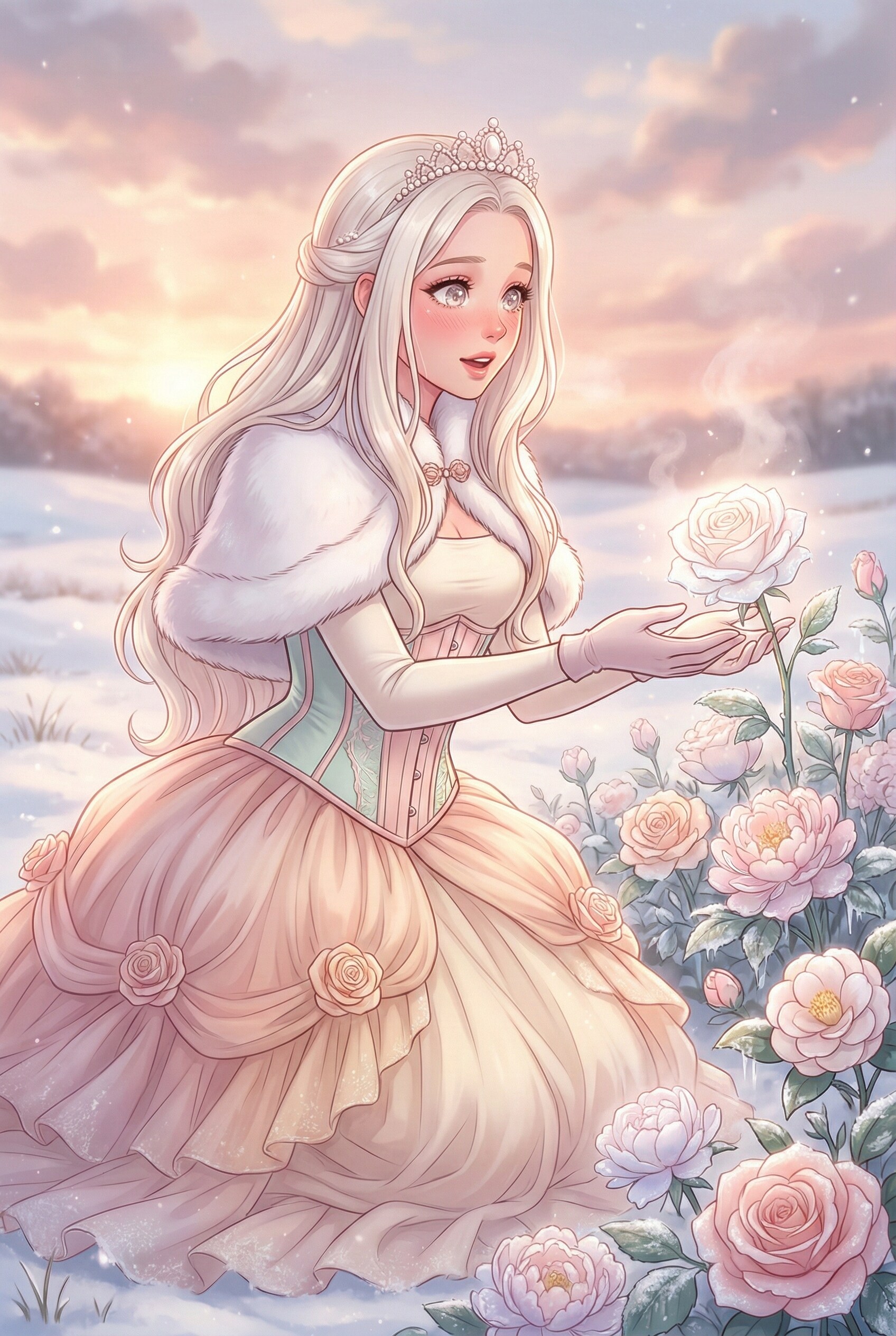 雪園に咲く白薔薇