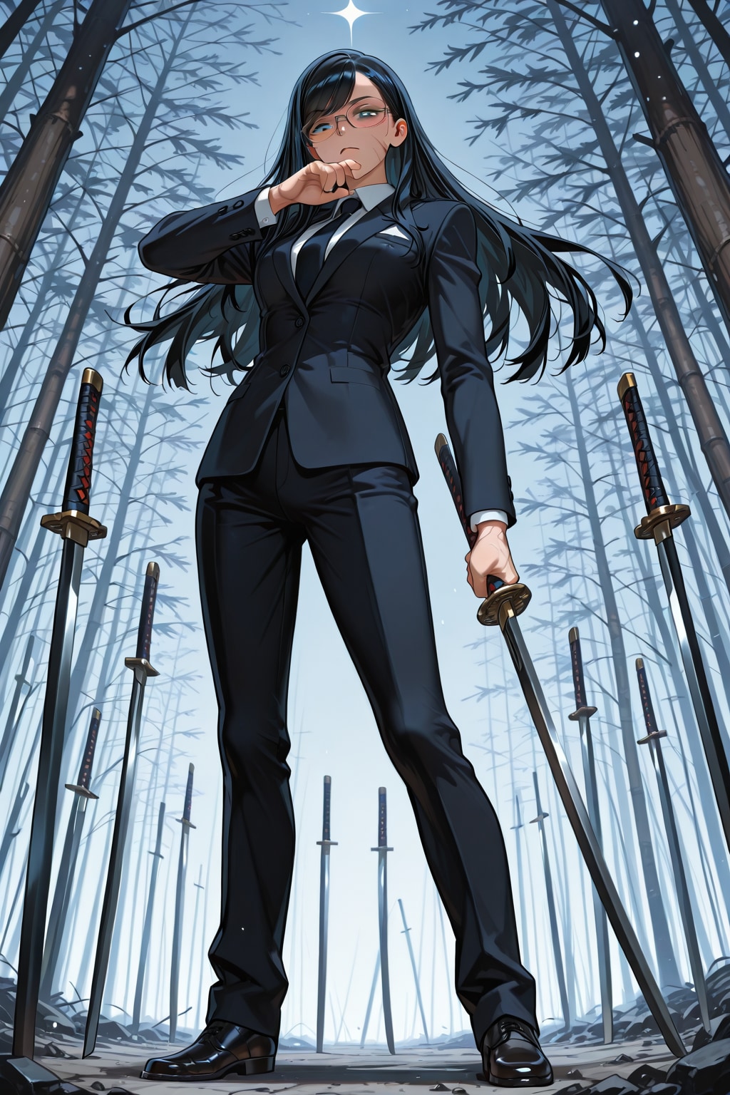用心棒イリーナ・シオン　刀と黒服