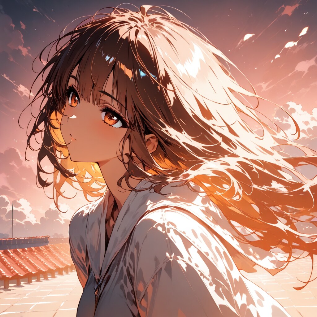 夕日と横顔