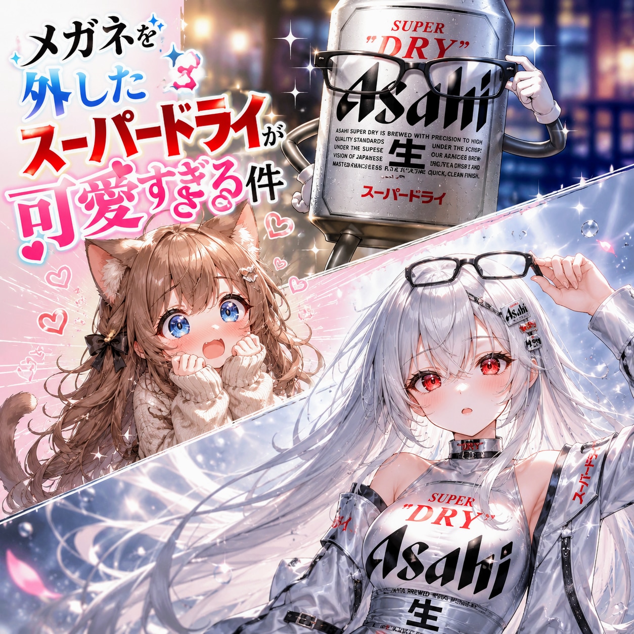メガネを外したスーパードライが可愛すぎる件の表紙 | の人気AIイラスト・グラビア