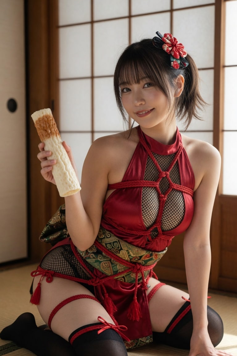 任務完了…？（残念…それ、巻物じゃなくて竹輪です）