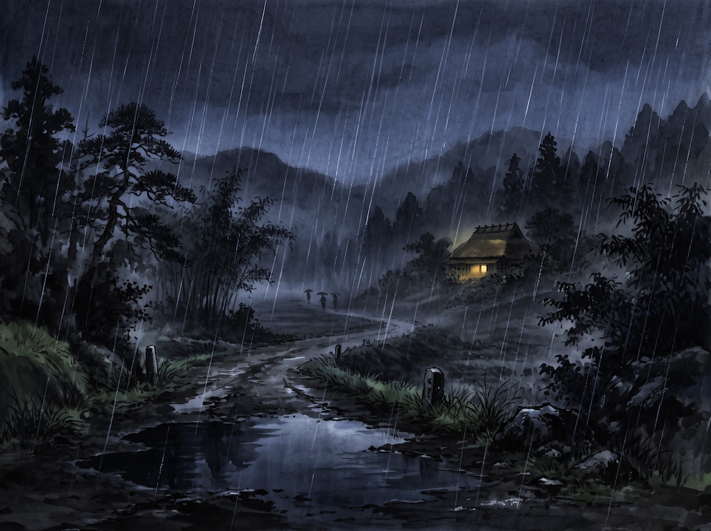 夕立・田舎道