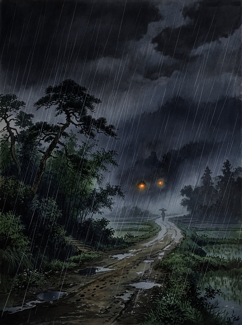 夕立・田舎道