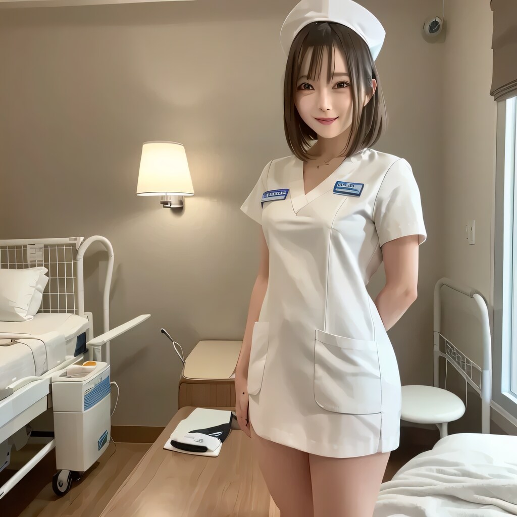 黒髪ボブで白衣の美女２６