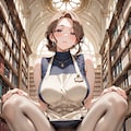 人妻お姉さん　図書館 2枚目