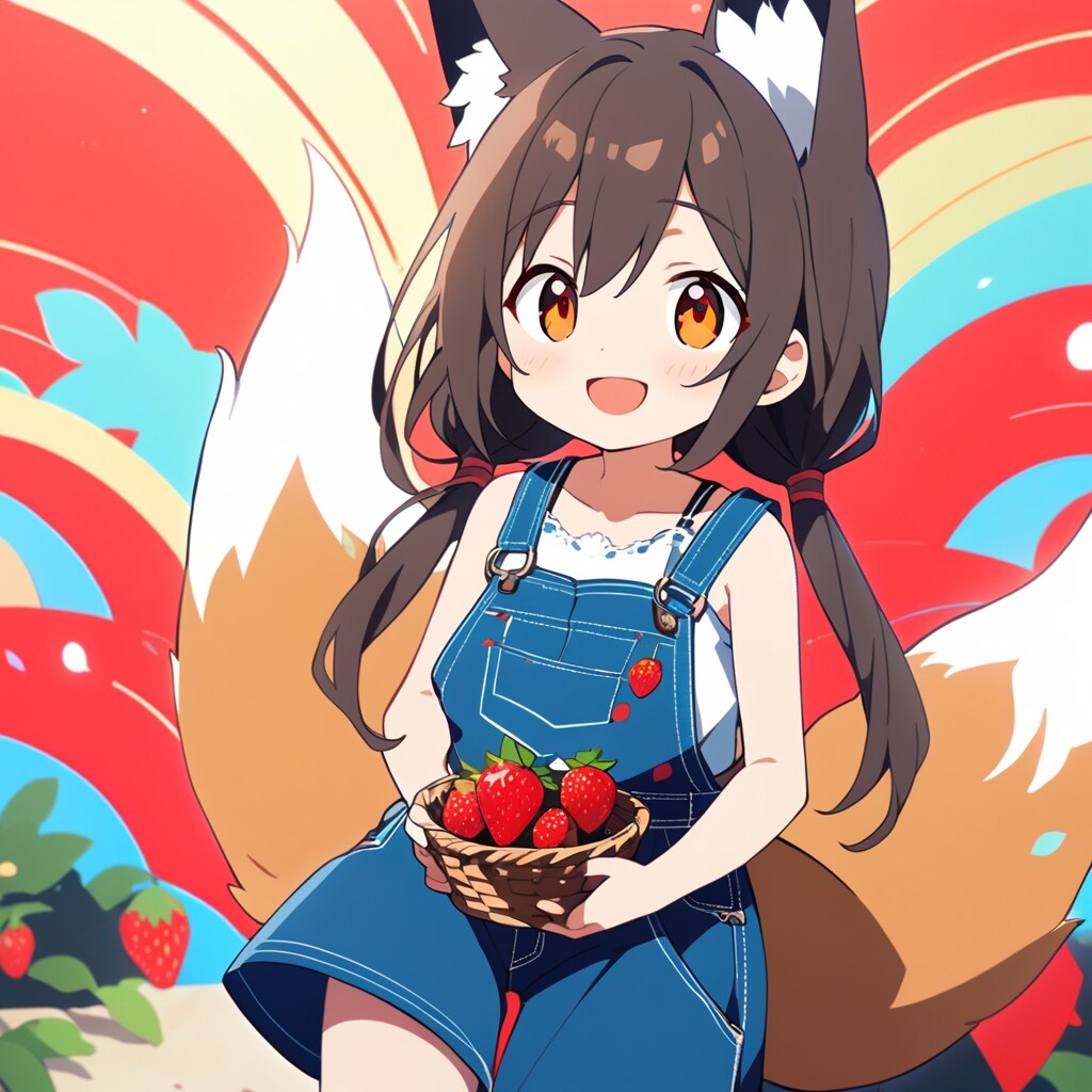 イチゴだよ！　食べよっか。（妖狐ちゃん）