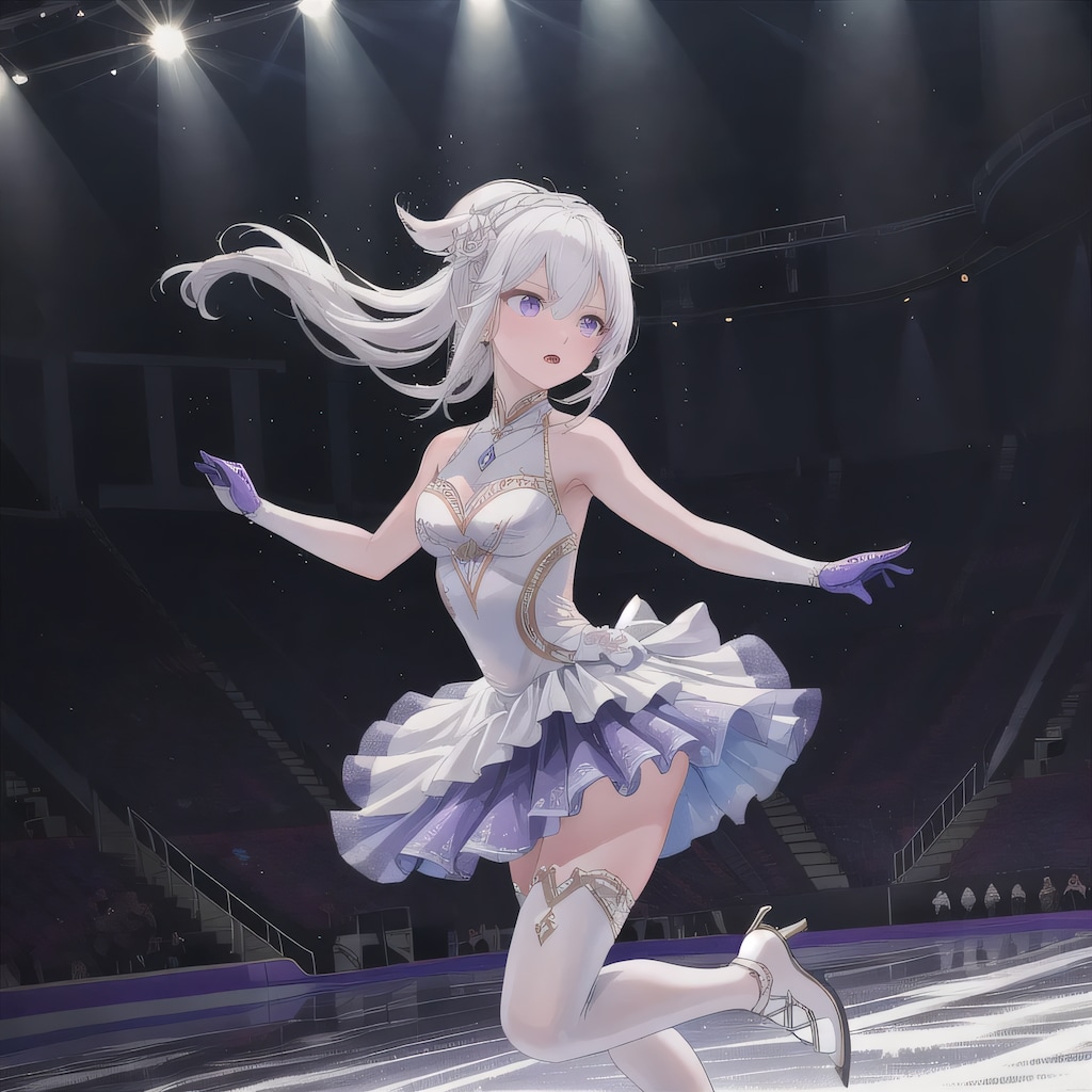 白髪ポニテでフィギュアの少女