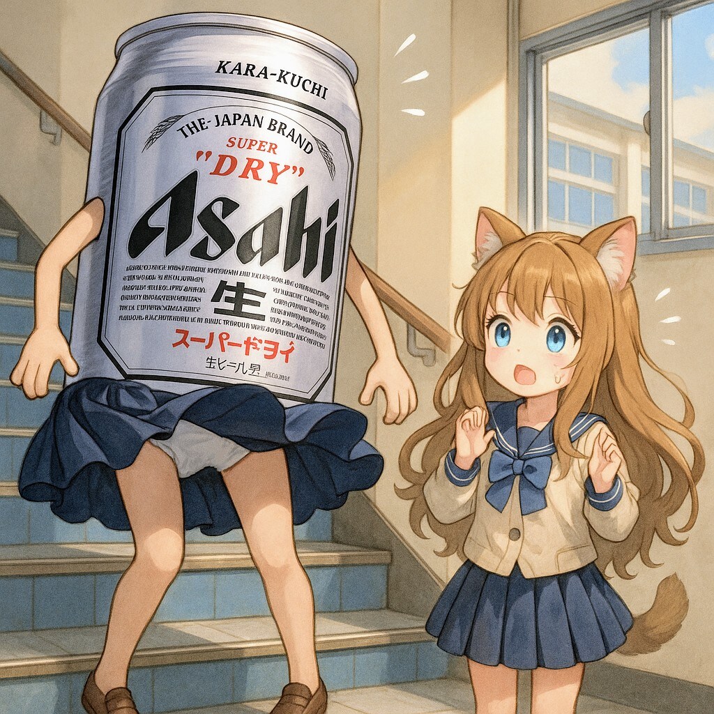 パンチラしちゃったビール缶