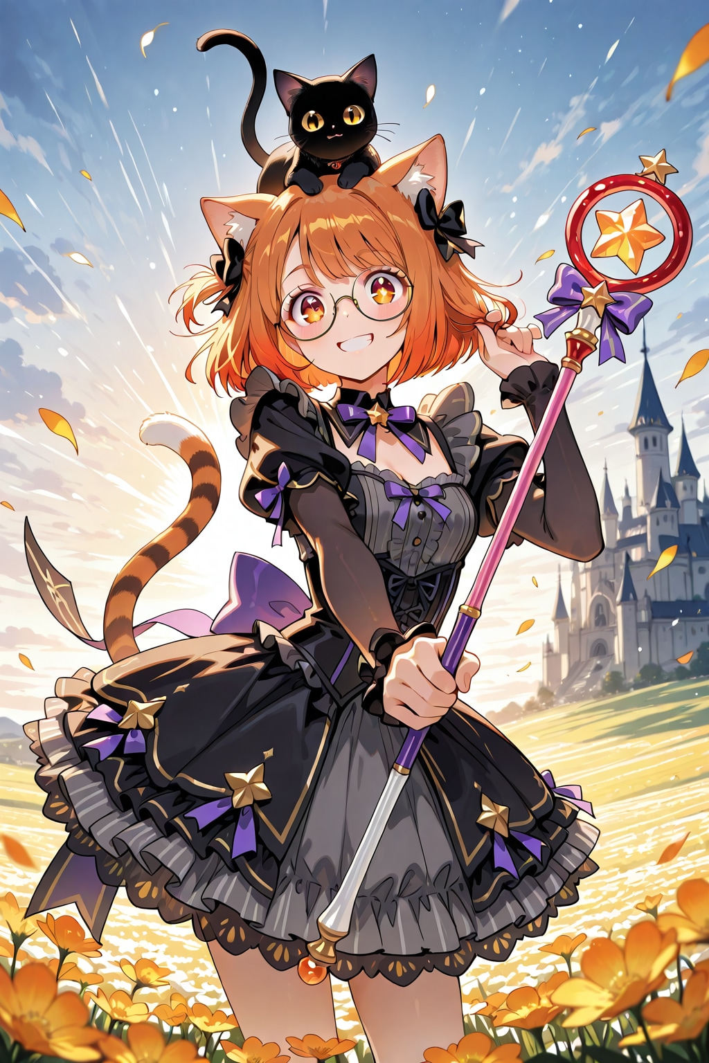 ニャンコとメガネ魔法少女 | の人気AIイラスト・グラビア