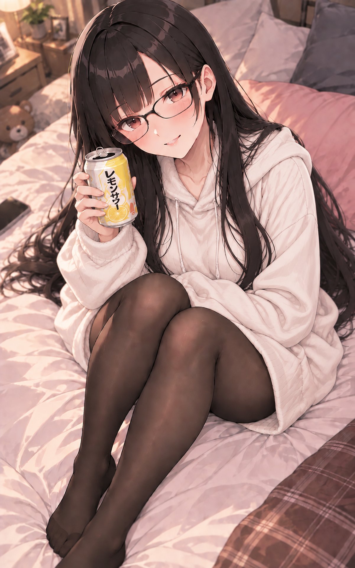 寝る前に一本だけ……レモンサワー | の人気AIイラスト・グラビア