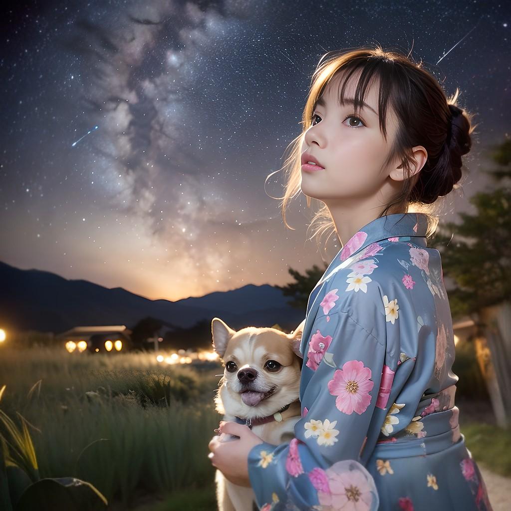 七夕の夜も愛犬と共に