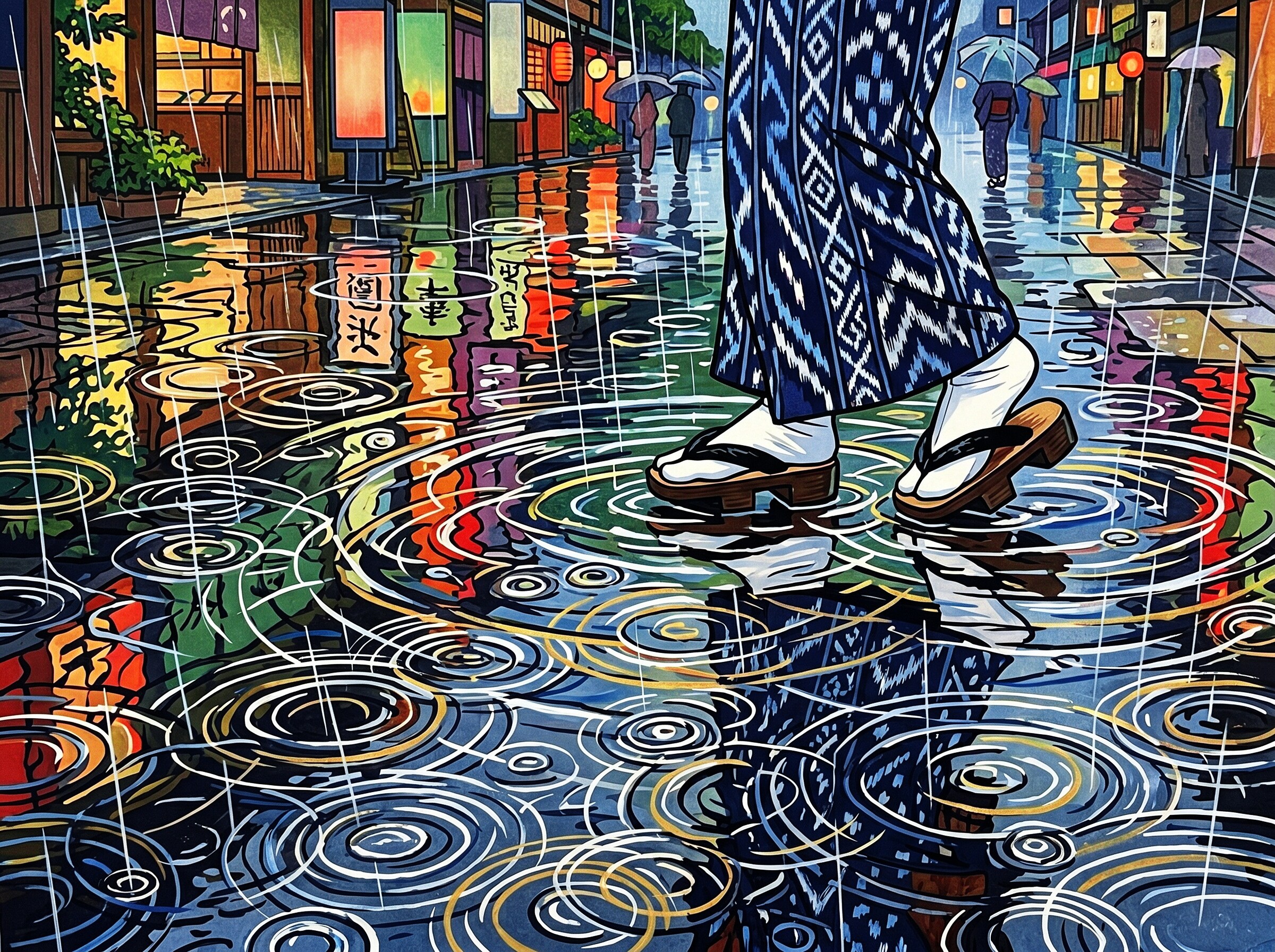 花街にふる雨 | の人気AIイラスト・グラビア