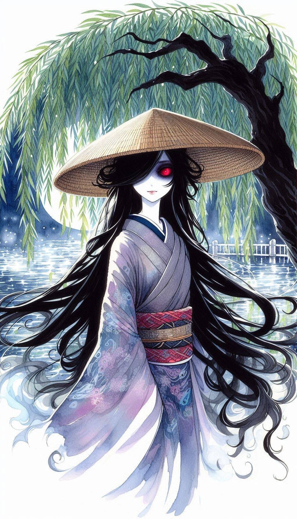 柳の下に立つ者