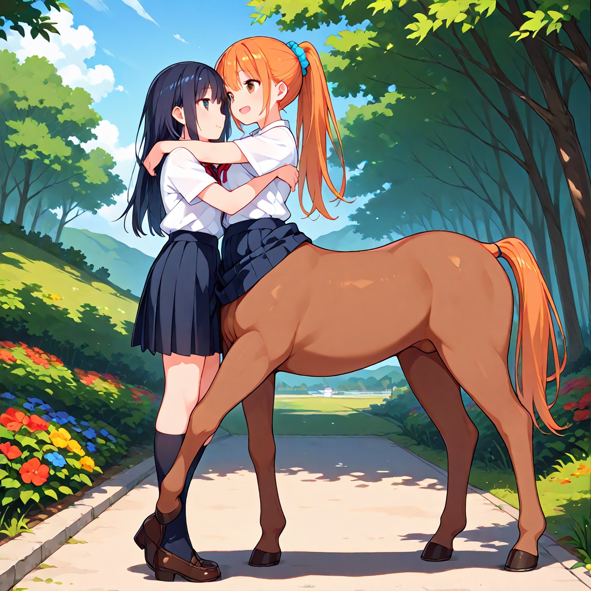 女の子とケンタウロス娘 | の人気AIイラスト・グラビア