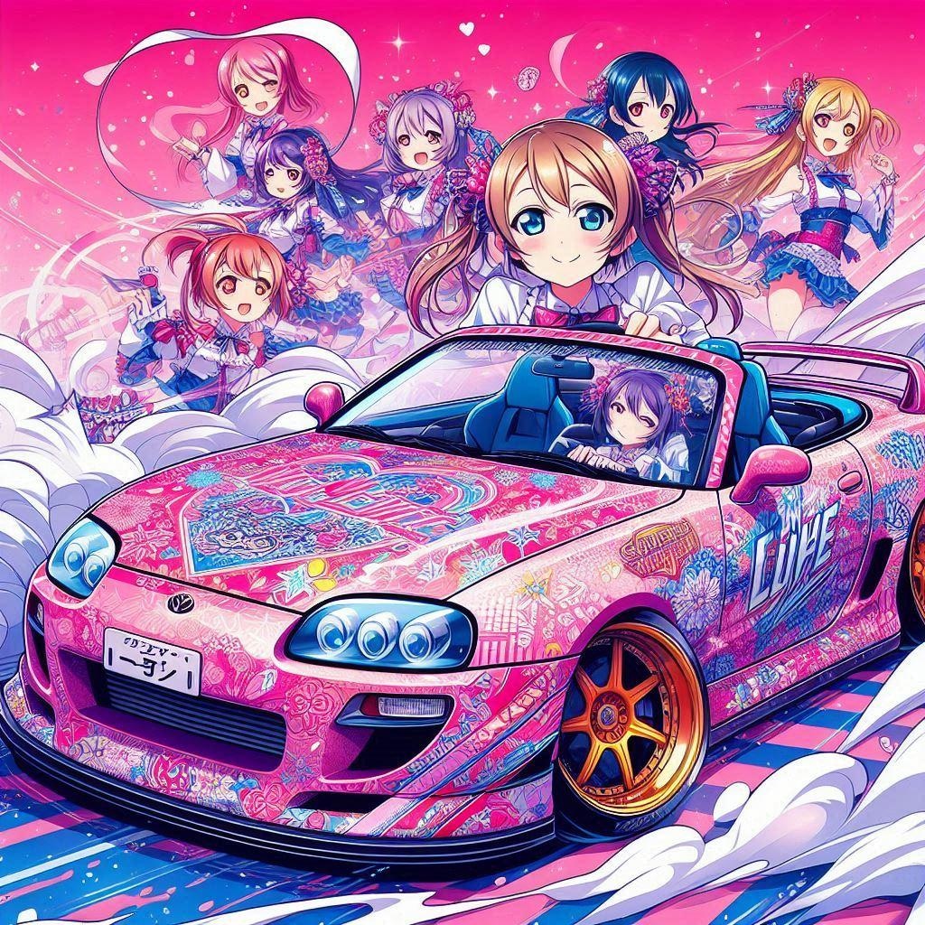 ラブライブカラートヨタスープラオープンカーのドリ車