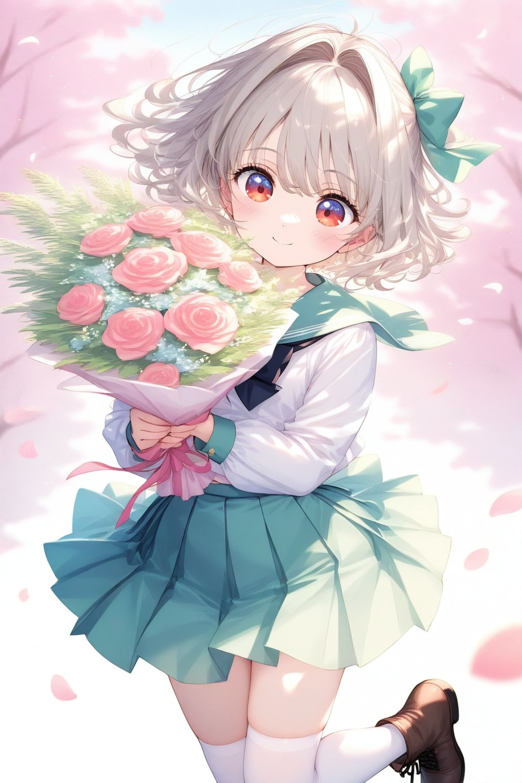 花束を持った制服日向ちゃん