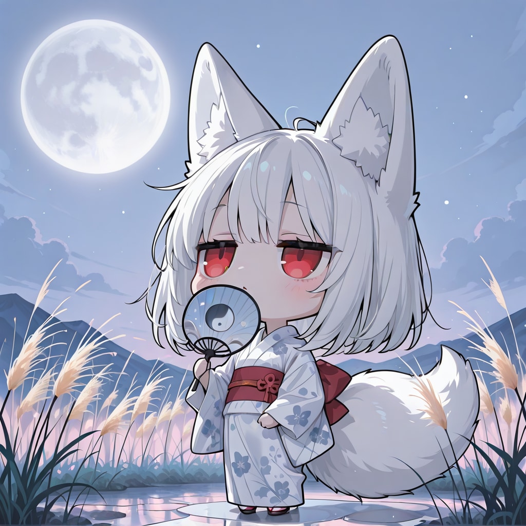 お月見の白狐さん