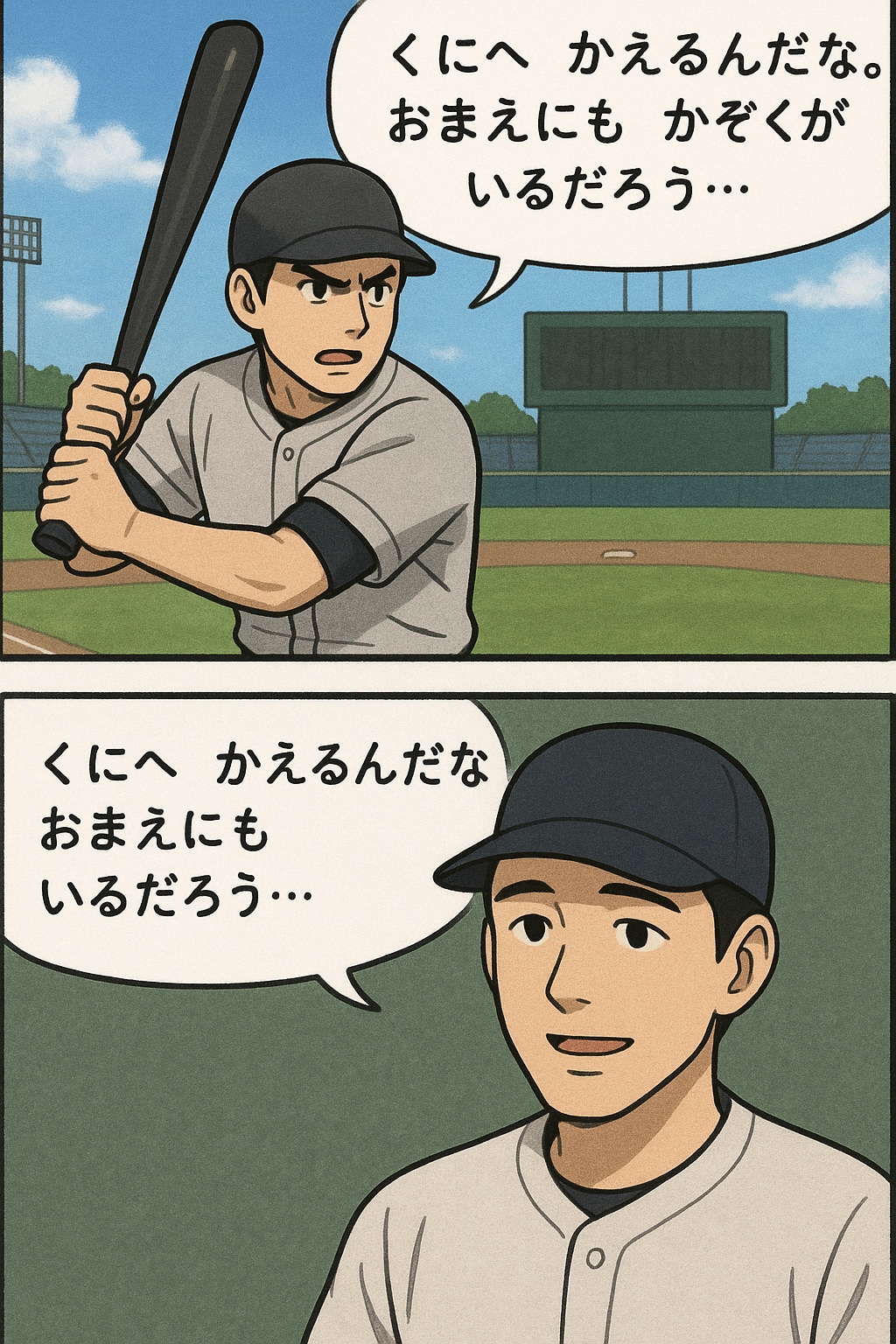 スポーツ漫画風　くにへかえるんだな