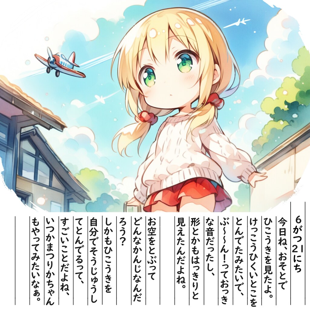 【絵日記】ひこーきとんでたよ♪
