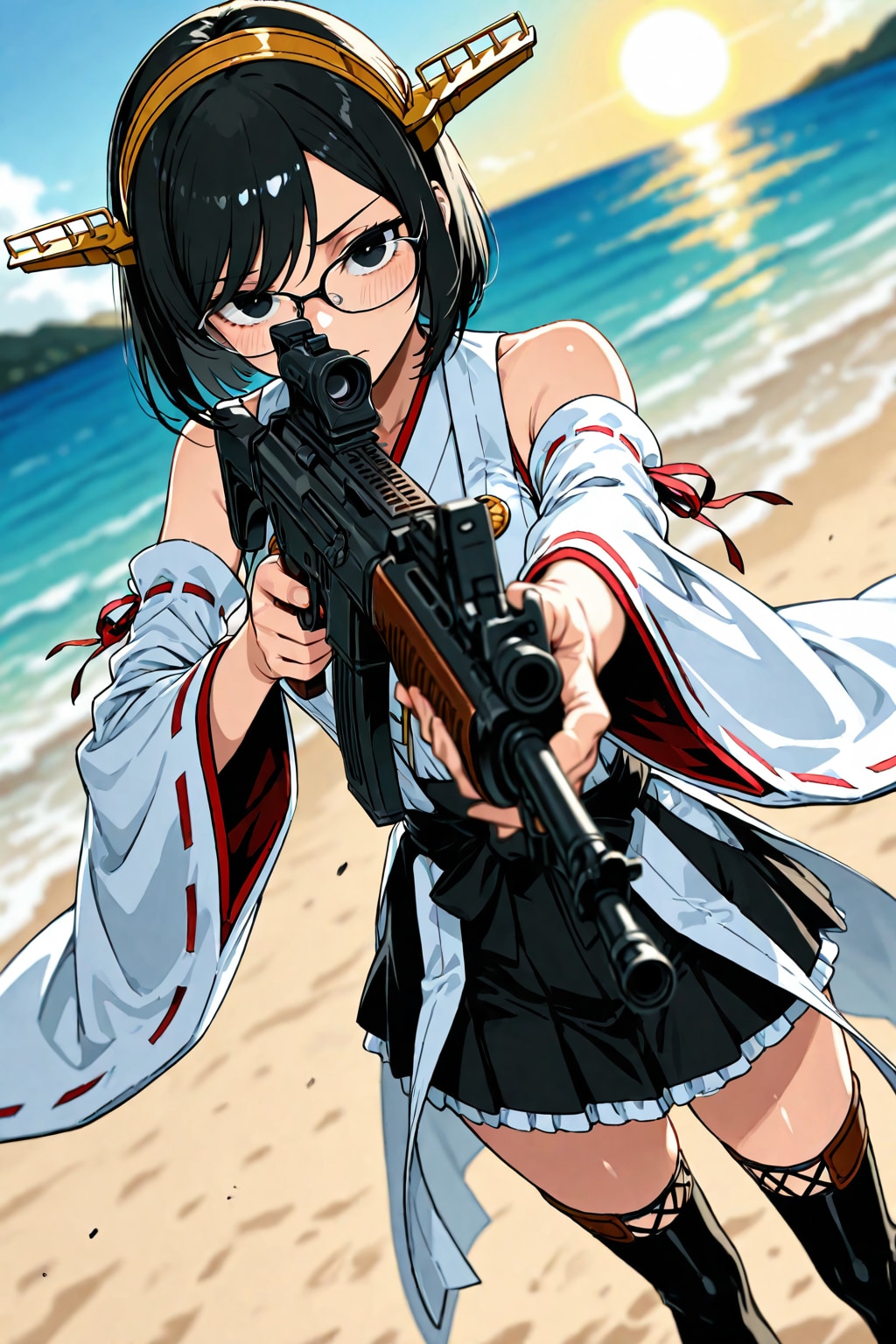 主砲、撃ち方始め！ てぇーっ！　　　　　　　　　　　　　　　🐻‍❄️ 黒井 白子 🐻‍❄️ １０ | の人気AIイラスト・グラビア