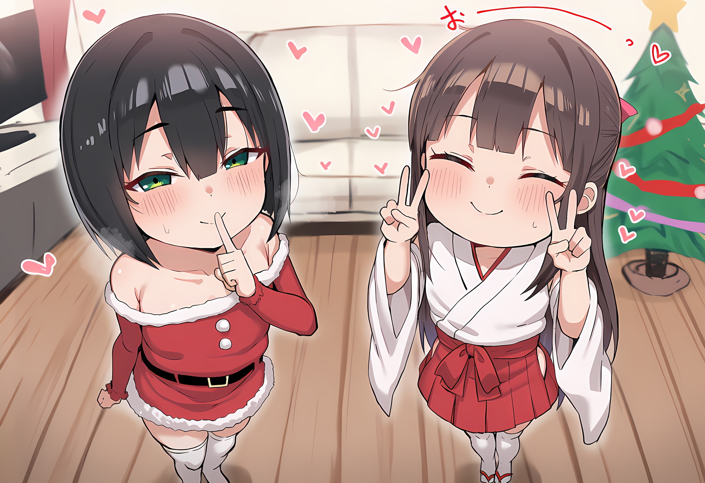 クリスマスと新年を一緒に祝う家 | の人気AIイラスト・グラビア