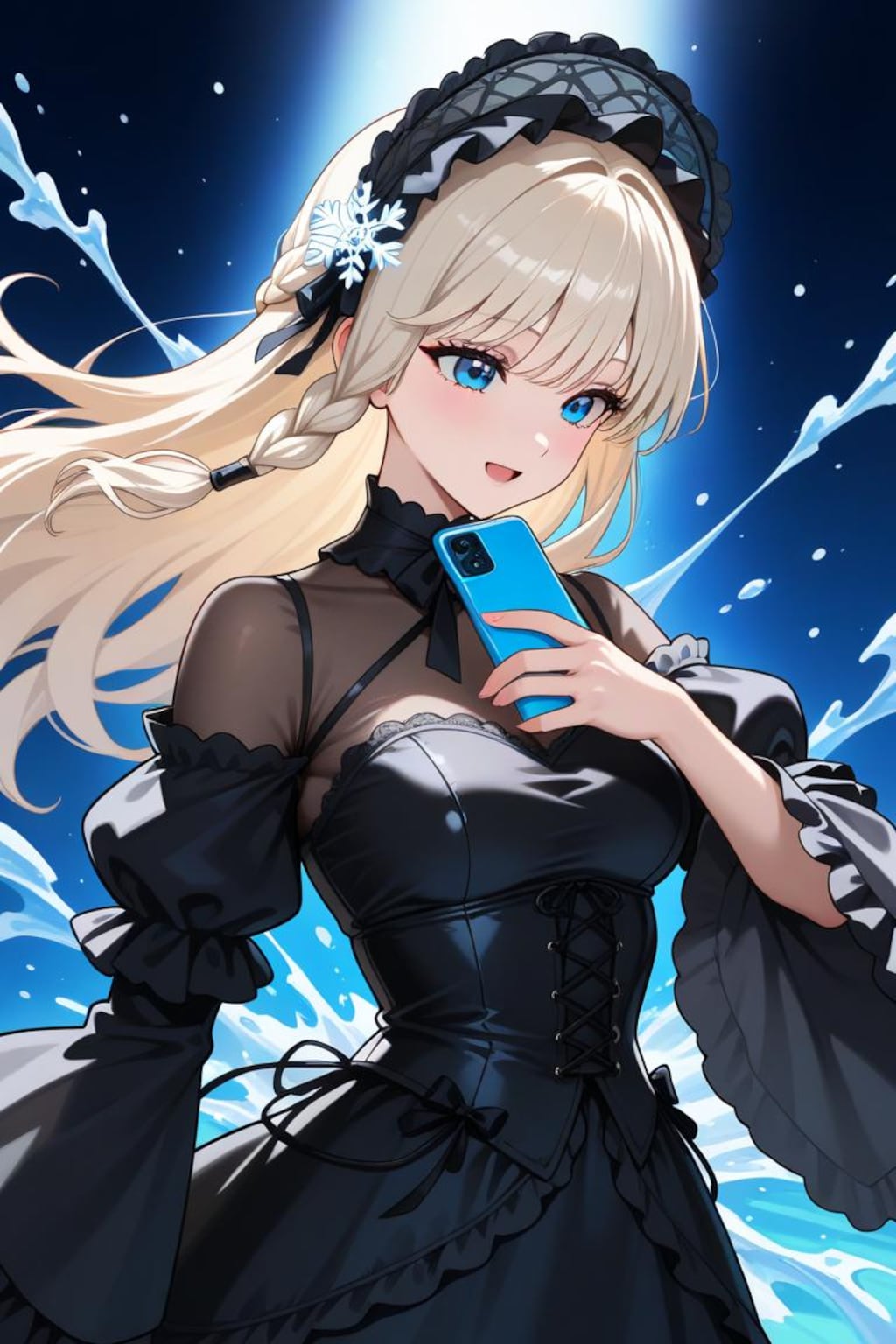 透け袖ゴスロリとスマホ