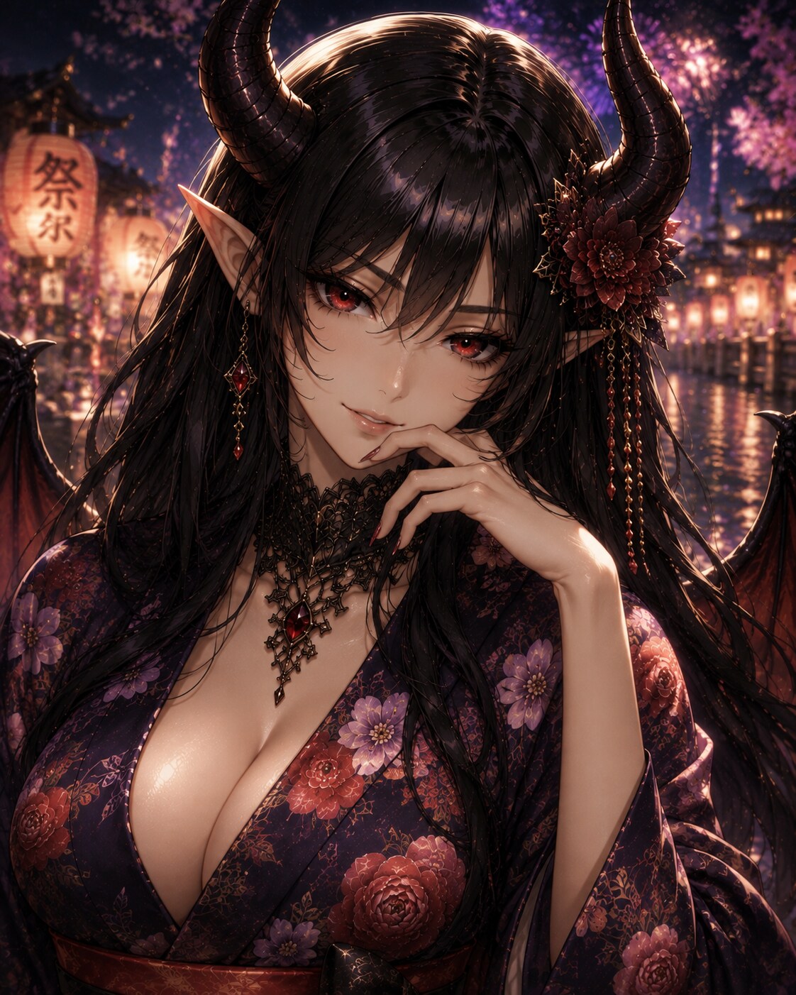 浴衣姿の悪魔娘
