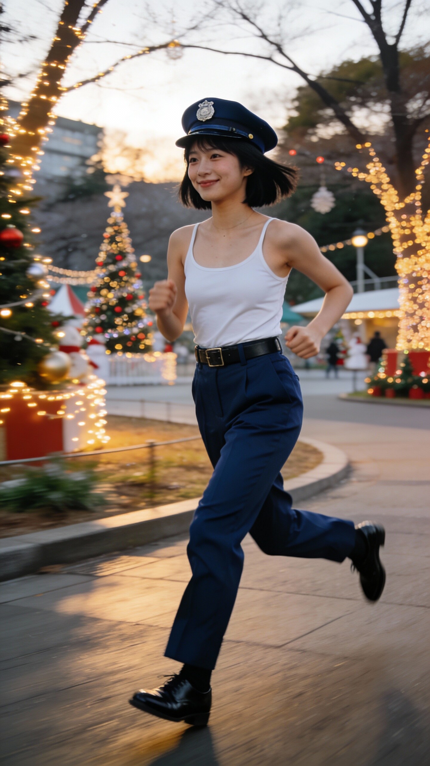 かっこかわいい婦警佐久間夏綺の駒沢オリンピック公園クリスマスランニング