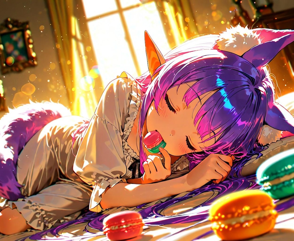 12枚）マカロンとケモ耳エルフさん