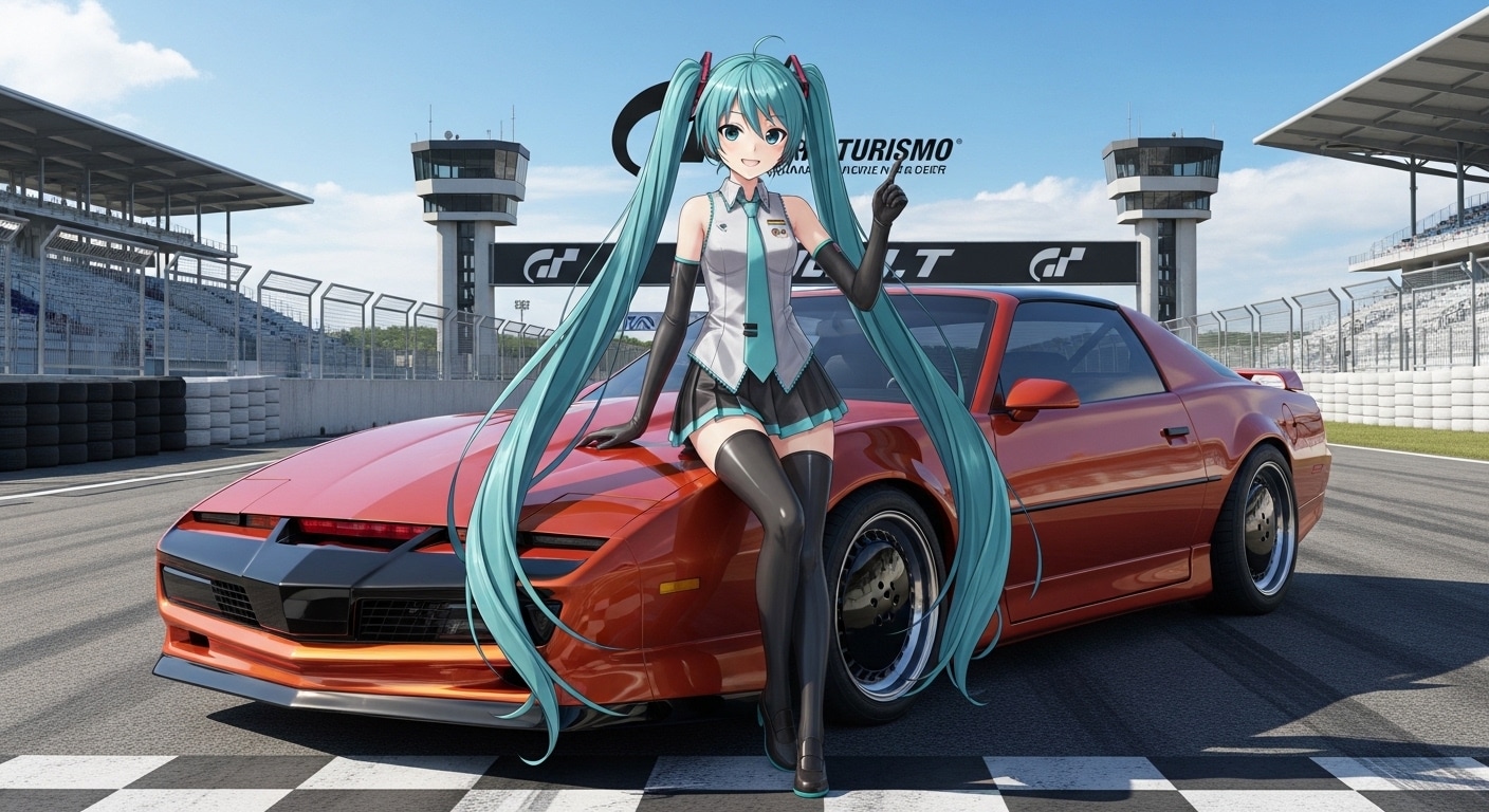 初音ミクとナイトライダー　カラー変更バージョン | の人気AIイラスト・グラビア