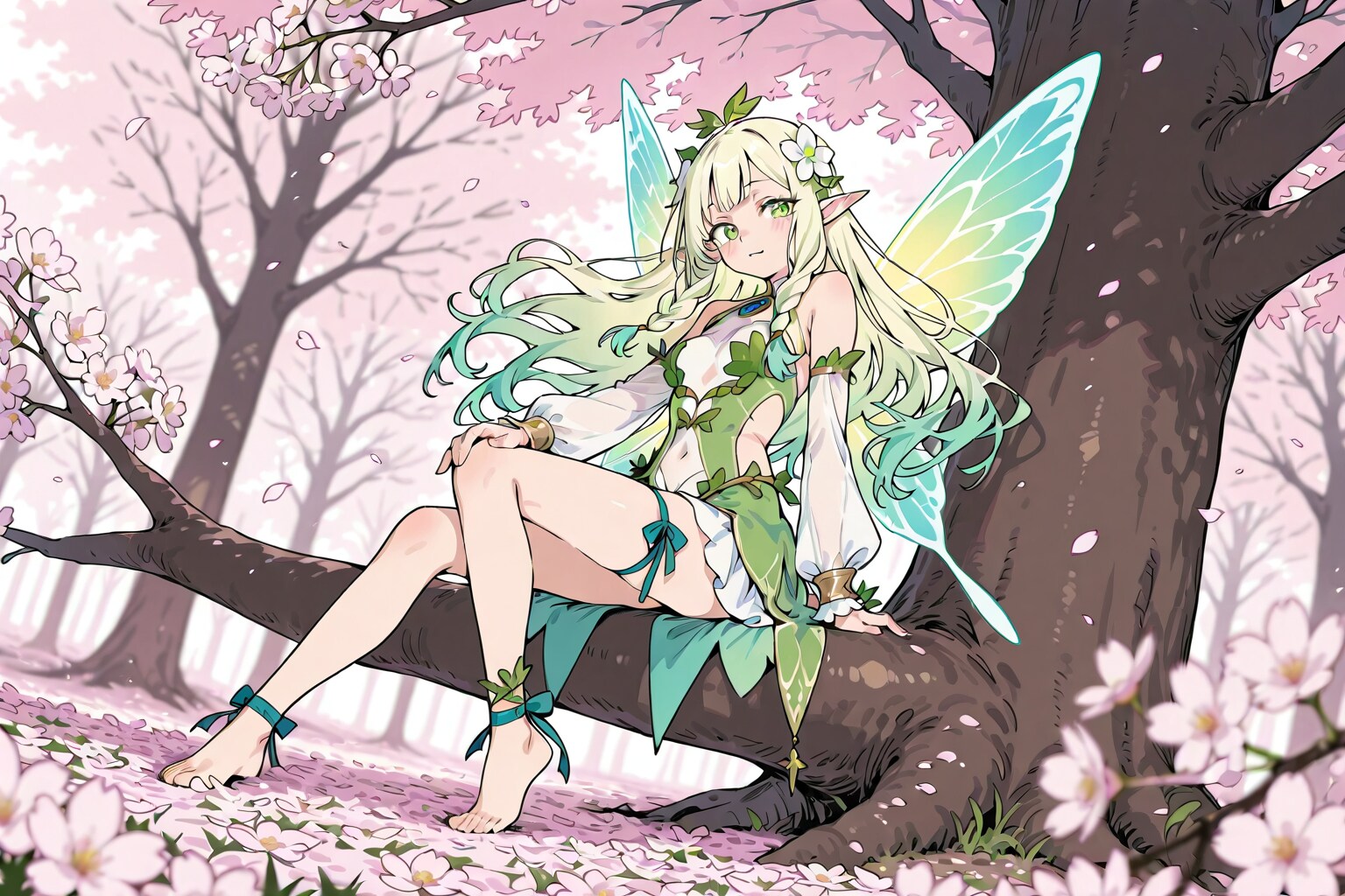桜とエルフ（妖精）の女の子 | の人気AIイラスト・グラビア