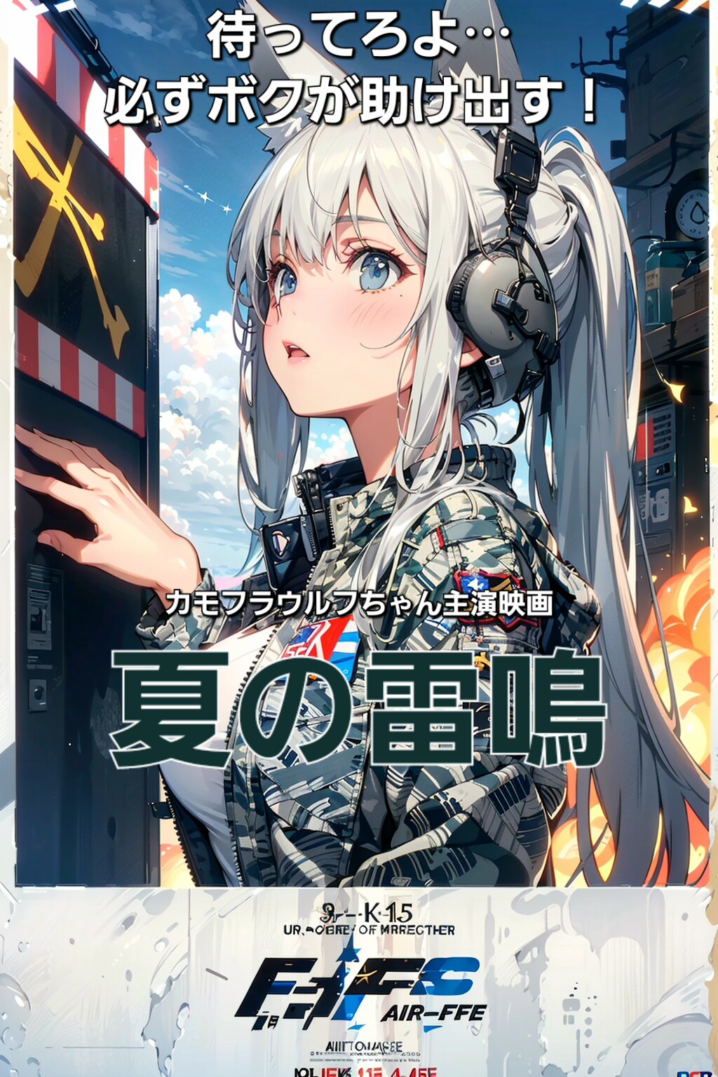 カモフラウルフちゃん主演映画『夏の雷鳴』⚡映画ポスター風🎥