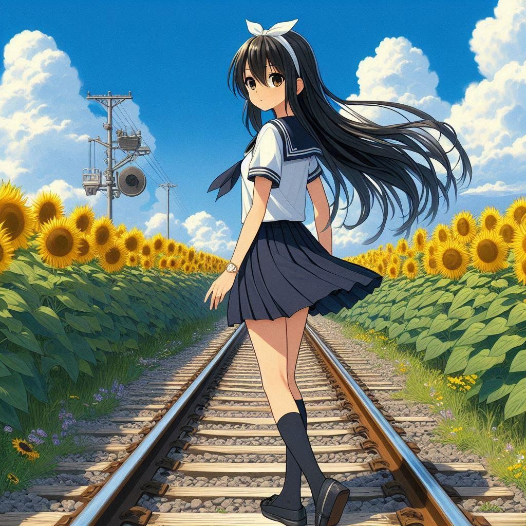 振り返る灼けた線路