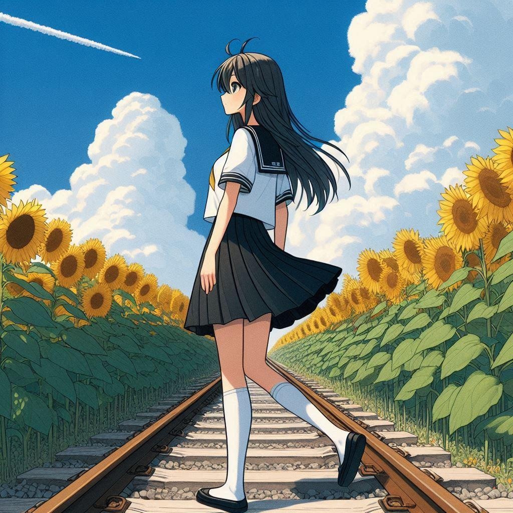 振り返る灼けた線路