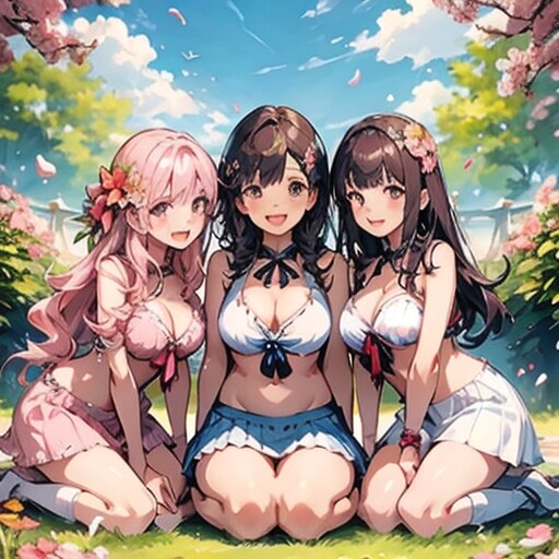 美女三人のビッグウェーブ