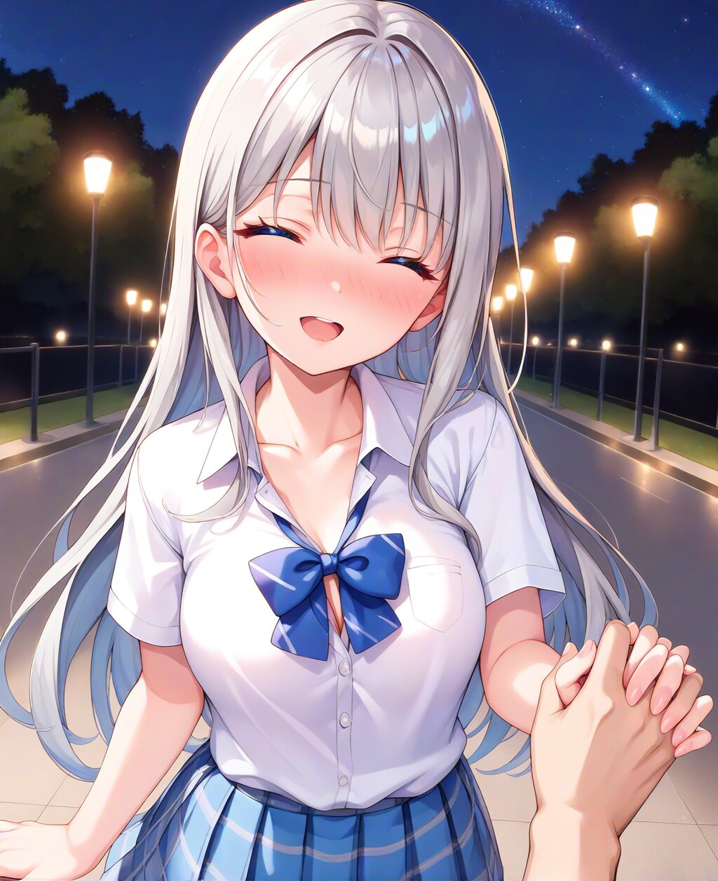 夜中に公園でお散歩