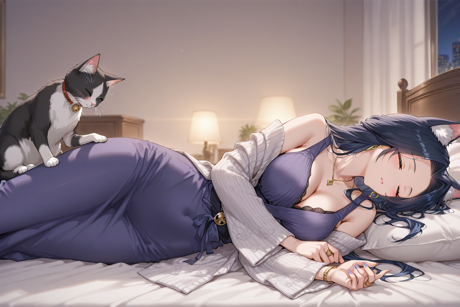 猫と添い寝