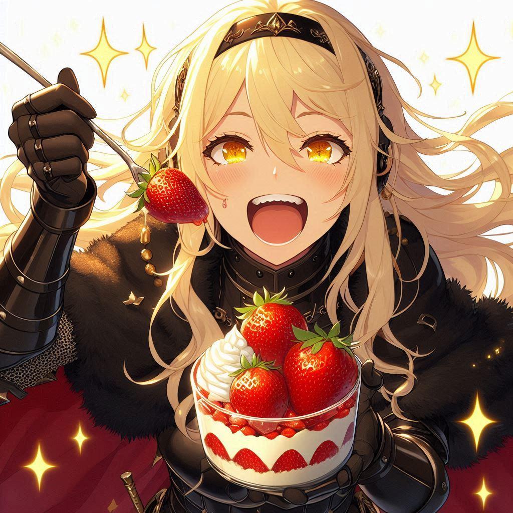 イチゴパフェとブロンドの女騎士さん | の人気AIイラスト・グラビア