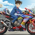 江戸川コナンとレーシングバイク 3枚目