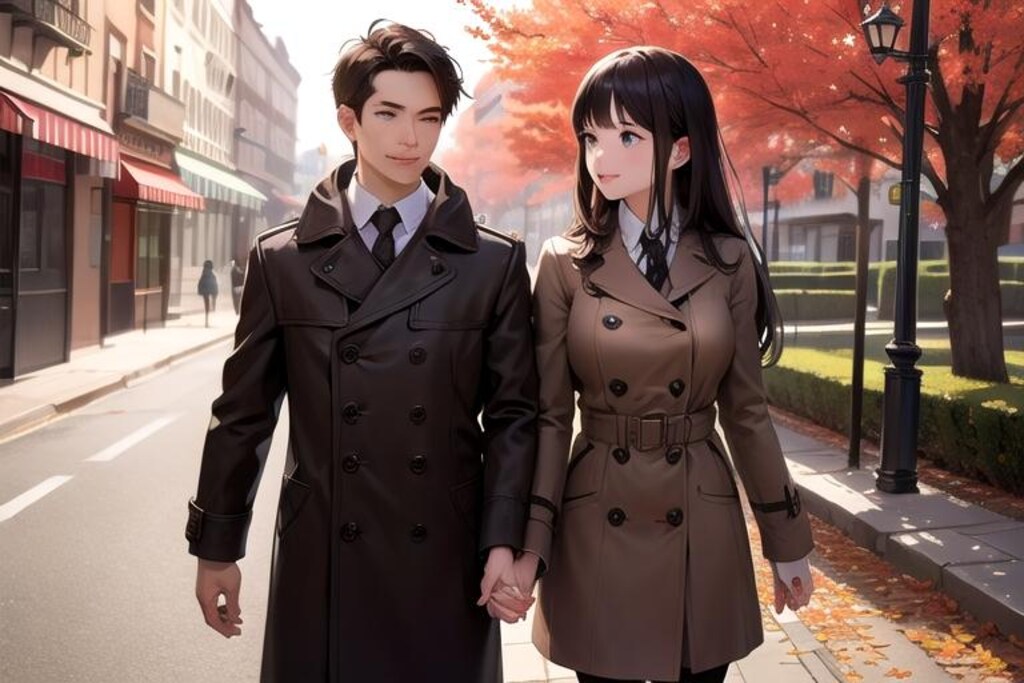 紅葉狩りしてる二人