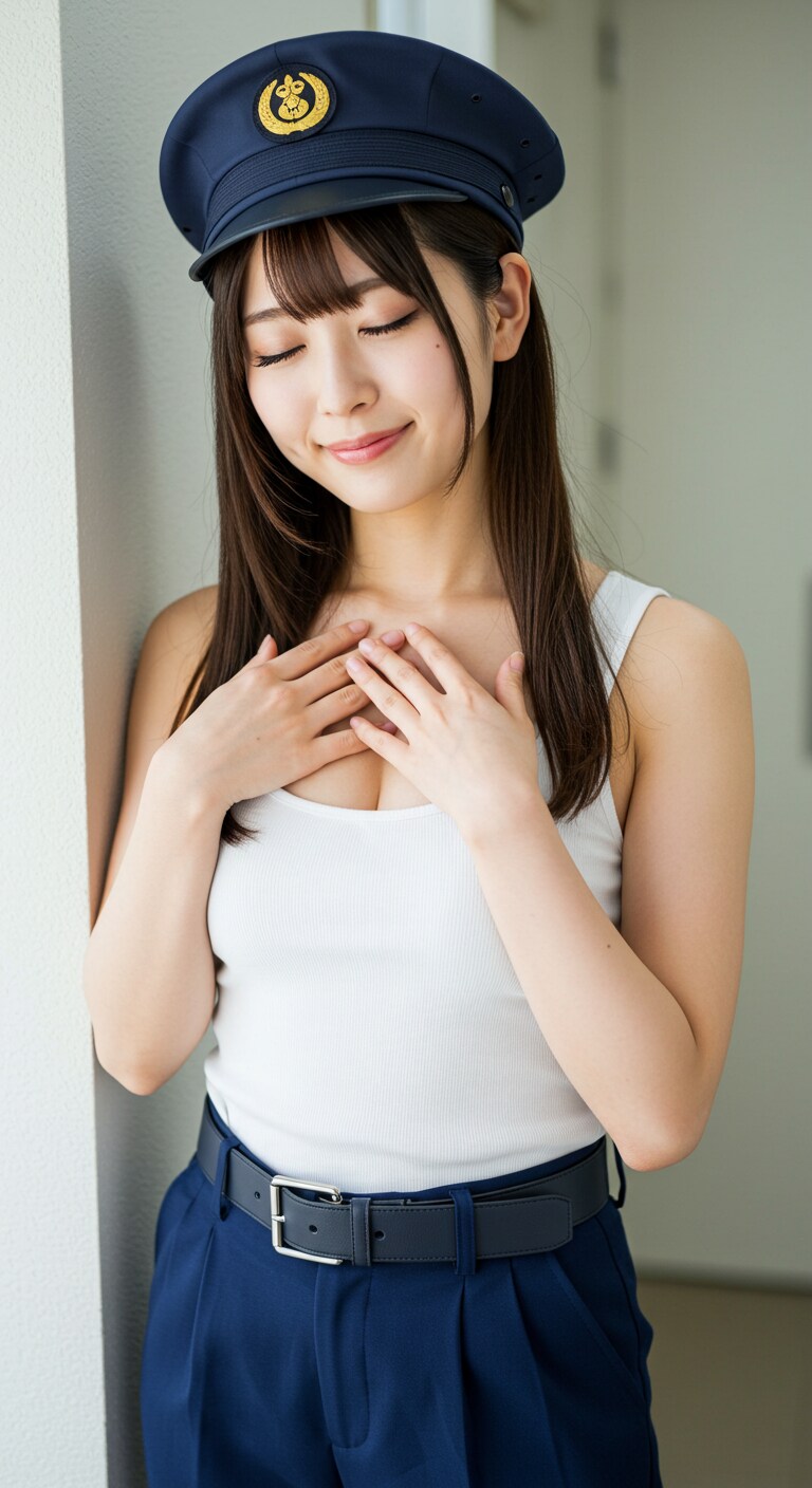 かっこかわいい婦警のロマンティックな憩い