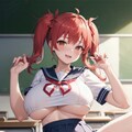 赤い髪の女の子　爆乳セーラー服 3枚目