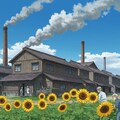 ヒマワリのある風景１・工場今昔 2枚目