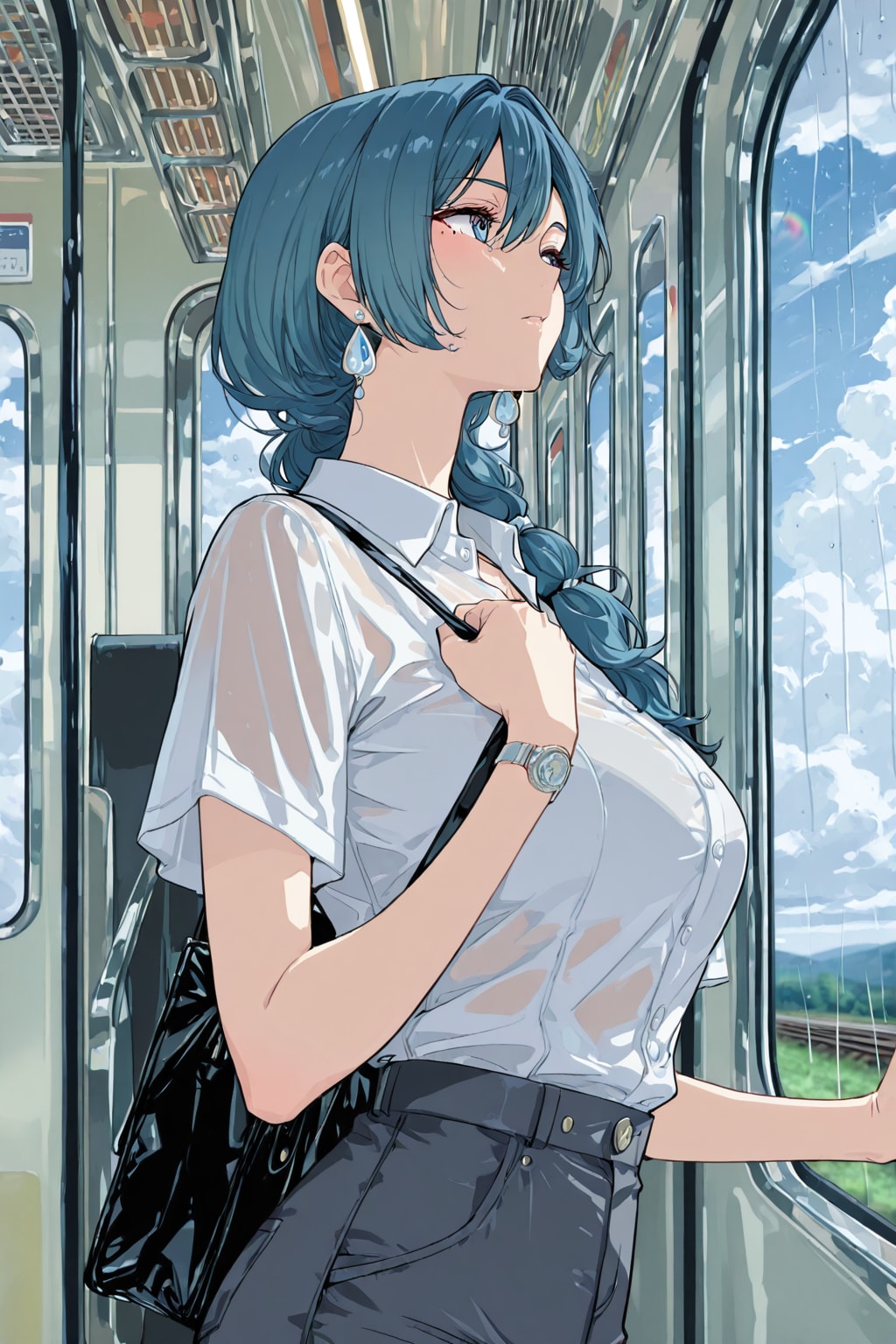 雨上がりの空を眺める明日香さん