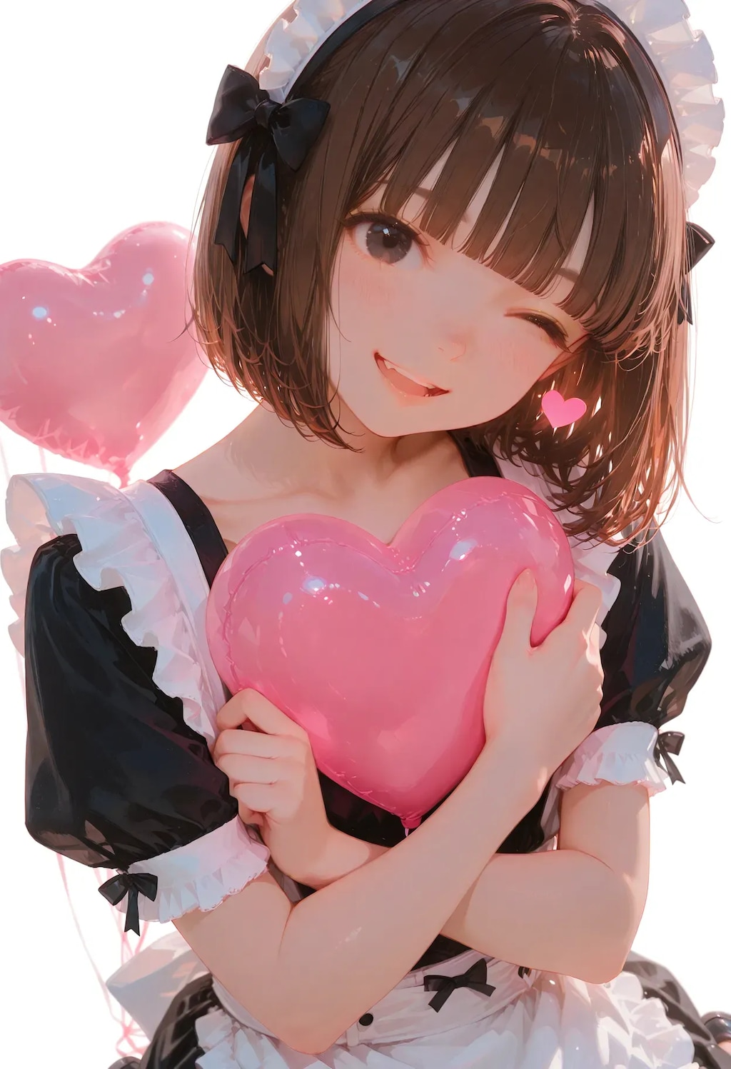 ハートバルーンとメイドさん