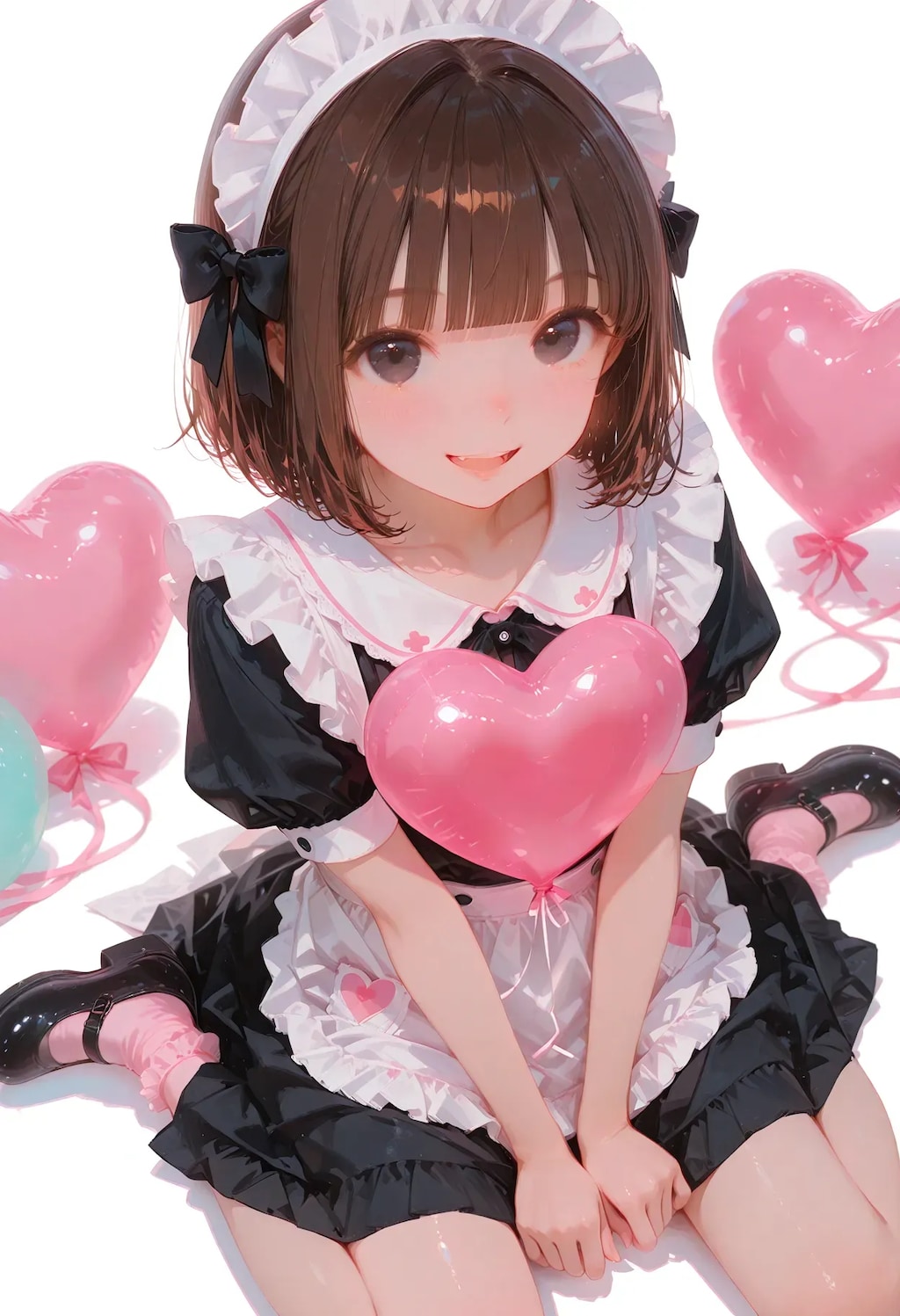 ハートバルーンとメイドさん